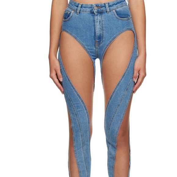 Mugler High Rise Cut-Out Blue Jeans - Picture 2 of 4